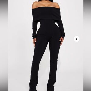 Black off the shoulder jumpsuit